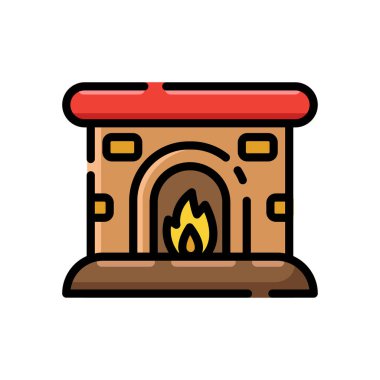 Beyaz arkaplanda izole edilmiş şömine simgesi renk vektörü