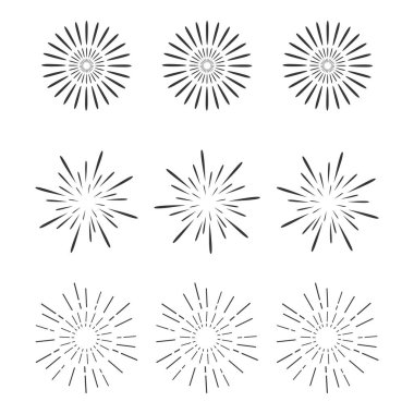 Havai fişek hattı simgeleri. Mutlu yeni yıl havai fişek vektörü çizimleri