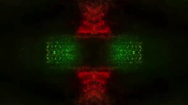 Geometrik psikedelik kaleydoskop arka planı, çizgi ve çiçekli desenler dışa ve içe doğru yayılan döngülü animasyon. Kusursuz kıvrımlı titreşimli ışıklar ve soyut mandala.