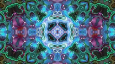 Soyut Kaleydoskop Geçmişi. Hareket Grafikleri Deseni. Fütürist görsel VJ kusursuz döngü. 4K Fraktal Animasyon Görüntüsü