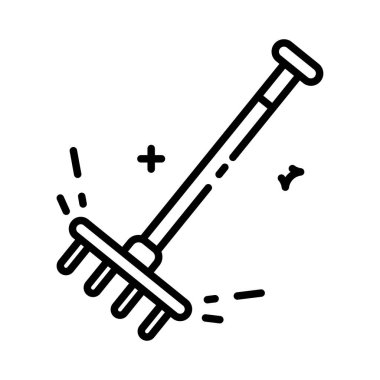 Bahçe tırmık çizgisi simgesi düzenlenebilir vuruş izole vektör clipart