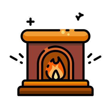 Şömine simgesi vektör resimleme düzenlenebilir