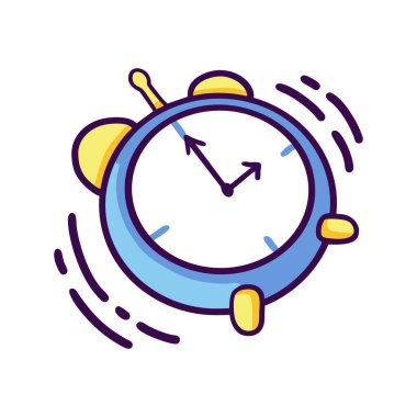 retro alarm clock, depicted with motion lines to convey the urgency of waking up. representing the pre-dawn meal (sahur) during Ramadan, symbolizing the need to rise early