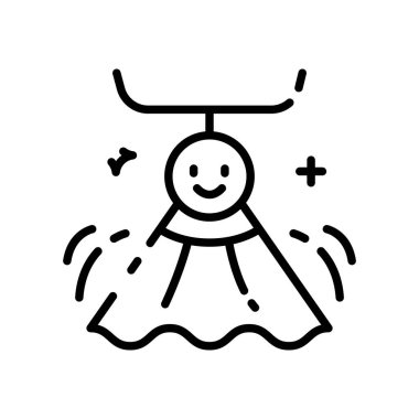 Gülümseyen bir Japon Teru Teru Bozu yağmur bebeğinin vektör simgesi,