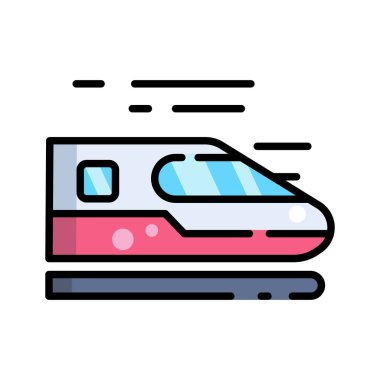 Yüksek hızlı bir trenin vektör simgesi, Japon Shinkansen ya da mermi trenine benziyor.