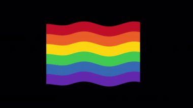Şeffaf bir arkaplanda Gökkuşağı Bayrağı Emoji Animasyonu. Alfa Kanalı ile LGBTIQ Gurur Bayrağı 4K Döngü Canlandırması.