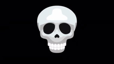 Şeffaf bir arkaplanda Skull Emoji Animasyonu. Alfa Kanalı ile 4K Döngü Canlandırması.