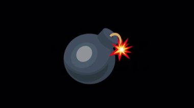 Bomba Emoji Animasyonu Şeffaf bir arkaplanda. Alfa Kanalı ile 4K Döngü Canlandırması.