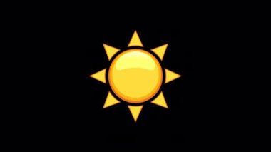 Şeffaf bir arkaplanda Sun Emoji Animasyonu. Alfa Kanalı ile 4K Döngü Canlandırması.