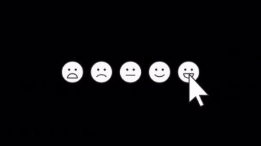 Şeffaf bir arkaplanda, Üzgün 'den Mutlu Emojilere Duygu Simgeleri Ölçeklendirir. Alpha Channel ile Müşteri Geribildirim Beğeni ve Değişken Duygular.