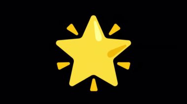 Şeffaf bir arkaplanda Parlayan Yıldız Emoji Animasyonu. Alfa Kanalı ile 4K Döngü Canlandırması.
