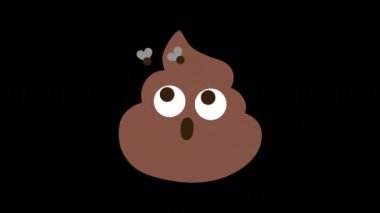 Şeffaf bir arkaplanda Poo Emoji Animasyonu Yığını. Alfa Kanalı ile 4K Döngü Canlandırması.