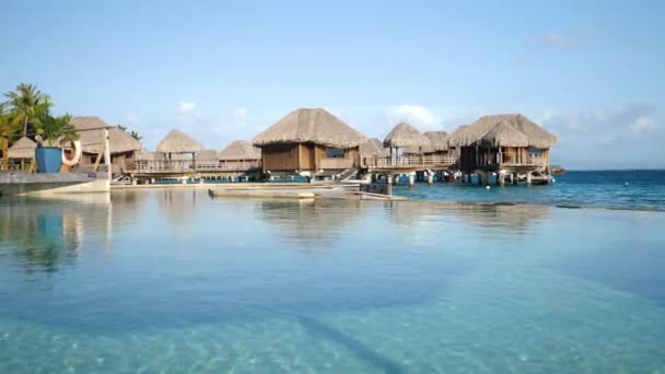 Egzotyczny Tropikalny Widok Willi Wodnych Bora Bora Tahiti Polinezja Francuska — Wideo stockowe