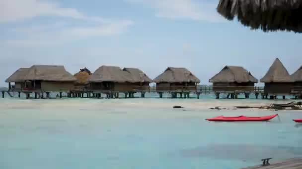 Exotický Tropický Pohled Vodních Vil Bora Bora Tahiti Francouzská Polynésie — Stock video