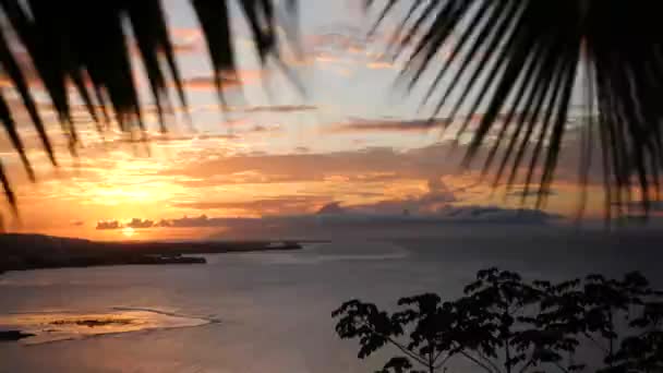 Stunning Sunset Bora Bora Tahiti French Polynesia Sunset Moorea Island — Stockvideo