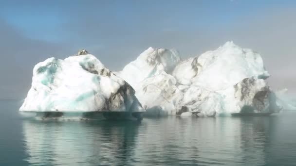 Jokulsarlon Glacier Lagoon Iceland Stunning Icebergs Floating Lagoon Powerful Message — Vídeo de stock