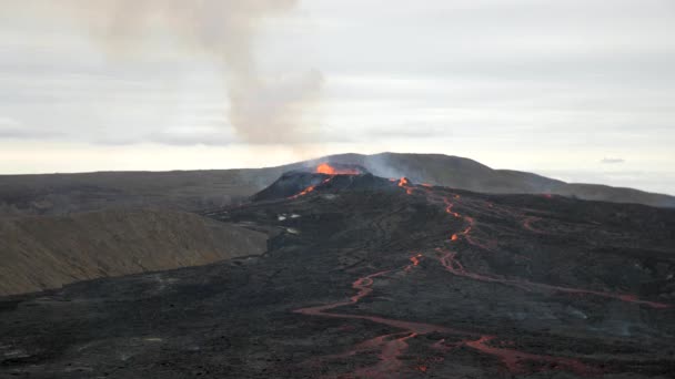 Footage Fagradalsfjall Active Volcano Eruption Geldingadalir Reykjanes Iceland River Hot — Wideo stockowe