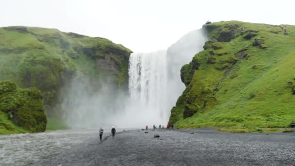 Footage Skogafoss Waterfall South Iceland Skogafoss Icelands Famous Ring Road — Vídeos de Stock