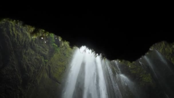 Powerful Gljufrabui Gljufurarfoss Hidden Waterfall Cave Seljalandsfoss Iceland High Quality — Αρχείο Βίντεο