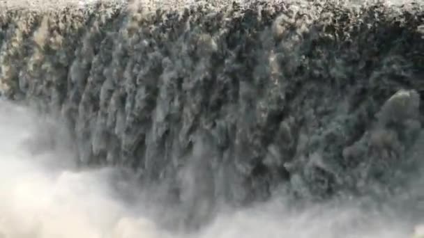 Dettifoss Largest Waterfall Iceland Close Water Falling Dettifoss Waterfall Abstract — Vídeo de Stock