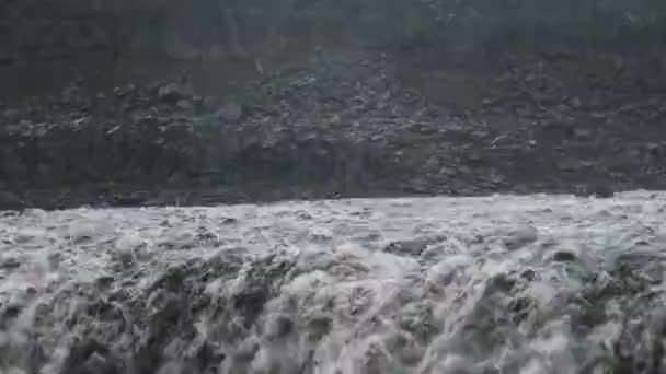 Dettifoss Largest Waterfall Iceland Close Water Falling Dettifoss Waterfall Abstract — Stockvideo