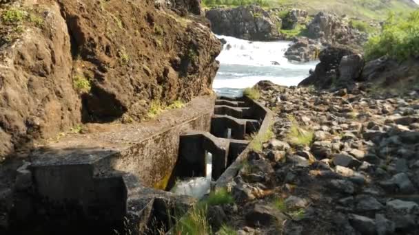 Salmon Ladder West Iceland Allows Fish Pass Glanni Waterfall Magical — стокове відео