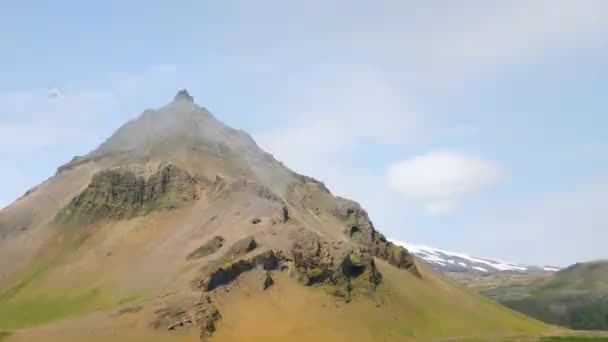 Arnarstapi Village Iceland Mountains Glaciers Iceland Snaefellsjokull Back High Quality — Stock videók