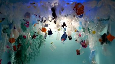 Art made from sea waste. Trash from the ocean. Sea rubbish. High quality 4k footage