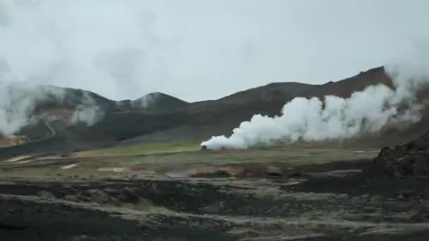 View Hverfjall Volcano Surrounding Area Myvatn Lake Iceland Geothermal Area — Vídeo de stock