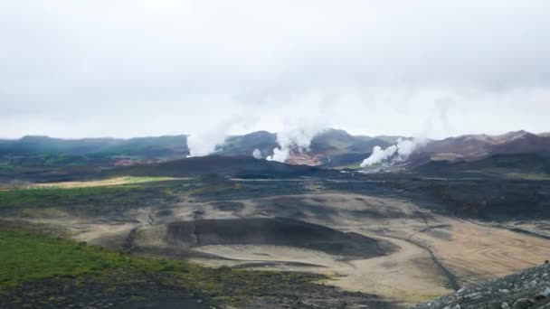 View Hverfjall Volcano Surrounding Area Myvatn Lake Iceland Geothermal Area — Video Stock