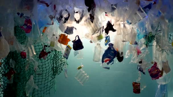 Tengeri Hulladékból Készült Művészet Szemét Óceánból Tengeri Szemét Kiváló Minőségű — Stock videók