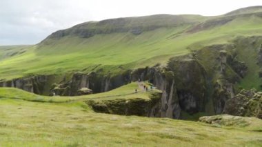 Fjadragljufur from above in Iceland. High quality 4k footage