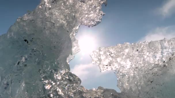 Plage Diamants Islande Gros Plan Énorme Iceberg Fondu Sur Une — Video