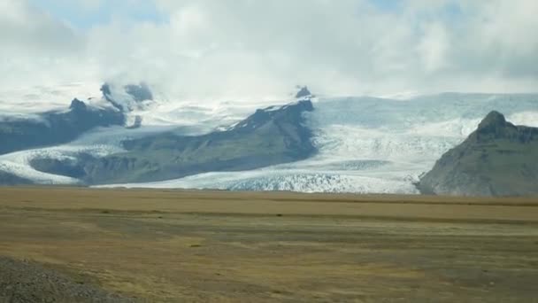 Driving Car Iceland Iceland Landscape Stunning Glacier Background Iceland Nature — Vídeo de Stock