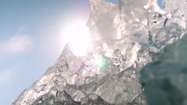 Spiaggia Diamanti Islanda Primo Piano Enorme Iceberg Fusione Una Spiaggia — Video Stock