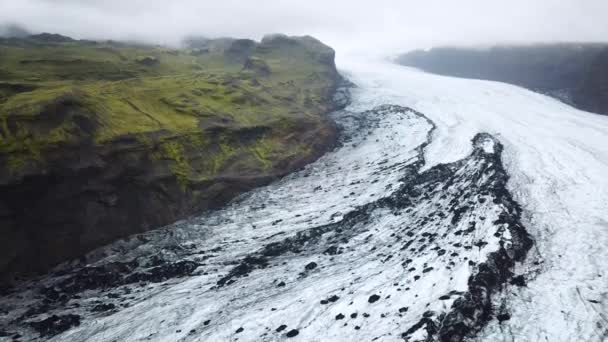 Aerial Drone Footage Solheimajokull Glacier Part Myrdalsjokull Iceland Melting Glacier — Video