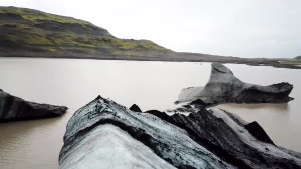 Zlanda Daki Myrdalsjokull Bir Parçası Olan Solheimajokull Buzulunun Insansız Hava — Stok video
