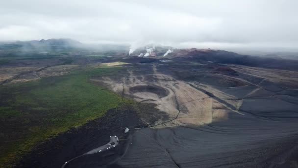 Съёмки Беспилотника Районе Озера Миватн Неактивного Вулкана Хверфьолл Исландия Высококачественные — стоковое видео