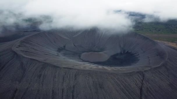 Letecký Záznam Neaktivní Sopky Hverfjall Islandu Filmový Letecký Pohled Kráter — Stock video