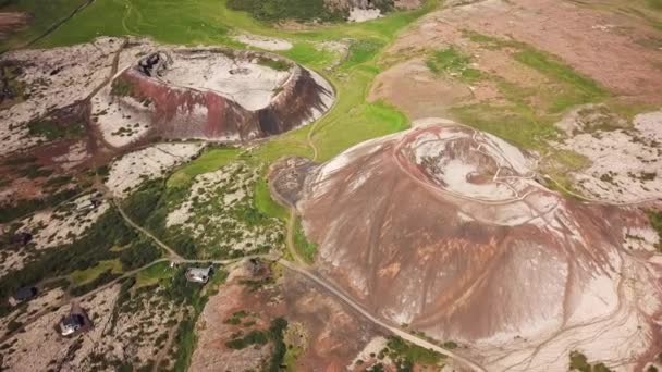 Flygdrönare Bilder Grabrok Crater Och Mindre Grabrokarfell Krater Sommaren Island — Stockvideo