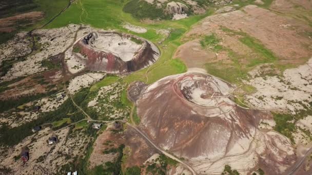 Luchtdrone Beelden Van Grabrok Crater Kleinere Grabrokarfell Krater Zomer Ijsland — Stockvideo