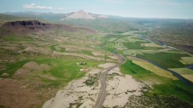 Aerial Drone footage of Landscape Near Borgarfjordur Area and Grabrok Crater In West Iceland. High quality 4k footage.