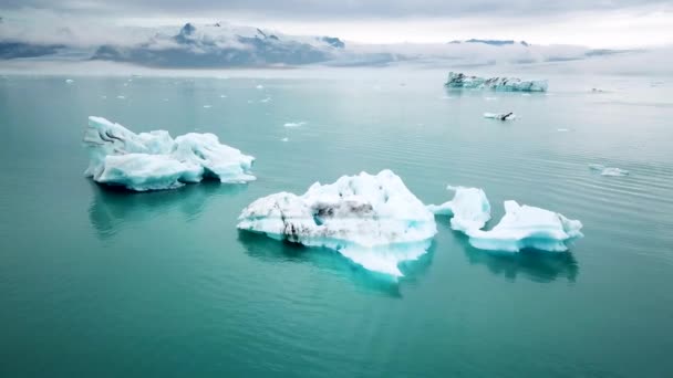 Images Aériennes Drones Icebergs Flottant Dans Lagune Glacier Jokulsarlon Islande — Video