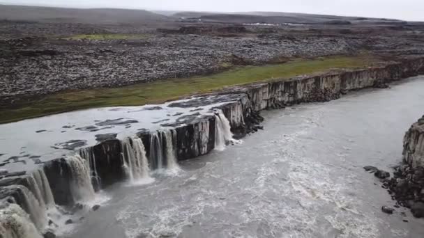 Images Aériennes Drones Une Autre Cascade Selfoss Près Dettifoss Islande — Video
