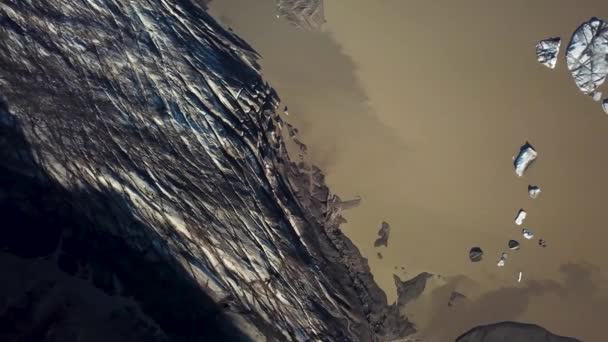 Images Aériennes Drones Skaftafellsjokull Avec Nombreux Icebergs Flottant Dans Lac — Video