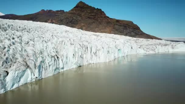 Imagens Aéreas Drones Lagoa Glaciar Fjallsarlon Islândia Vista Panorâmica Ice — Vídeo de Stock