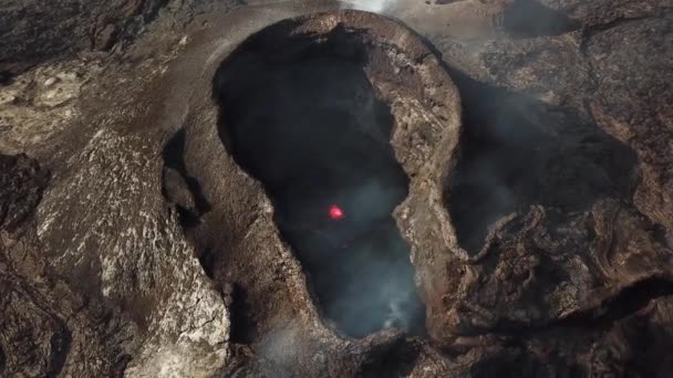 Aerial Drone Felvételek Fagradalsfjall Egy Kissé Aktív Vulkán Kitörés Geldingadalir — Stock videók