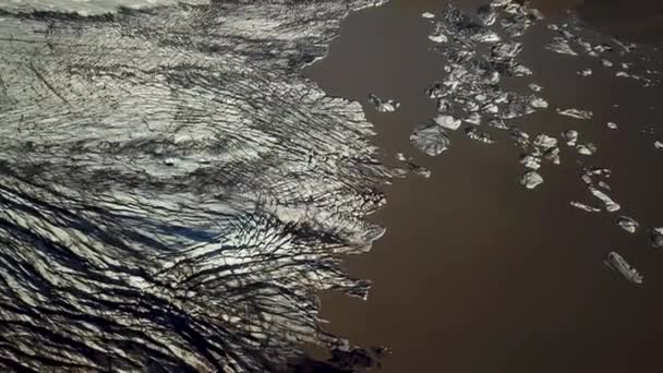 Aerial Drone Footage Skaftafellsjokull Plenty Icebergs Floating Lake Iceland Skaftafell — Stock Video
