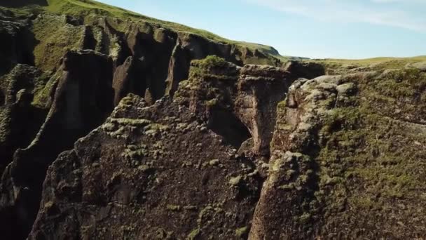 Каньйон Fjadrargljufur Ісландії Дивовижний Краєвид Річкового Каньйону Ландшафту Південно Східній — стокове відео