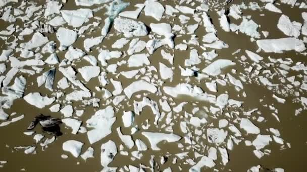 Aerial Drone Footage Fjallsarlon Glacier Lagoon Plenty Icebergs Floating Lake — 图库视频影像